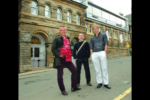 Malcolm Fraser, Stuart Falconer and Gunnar Groves-Raines outside Edinburgh’s former Victorian Infirmary Street Baths, which MFA has converted into Dovecot Studios.